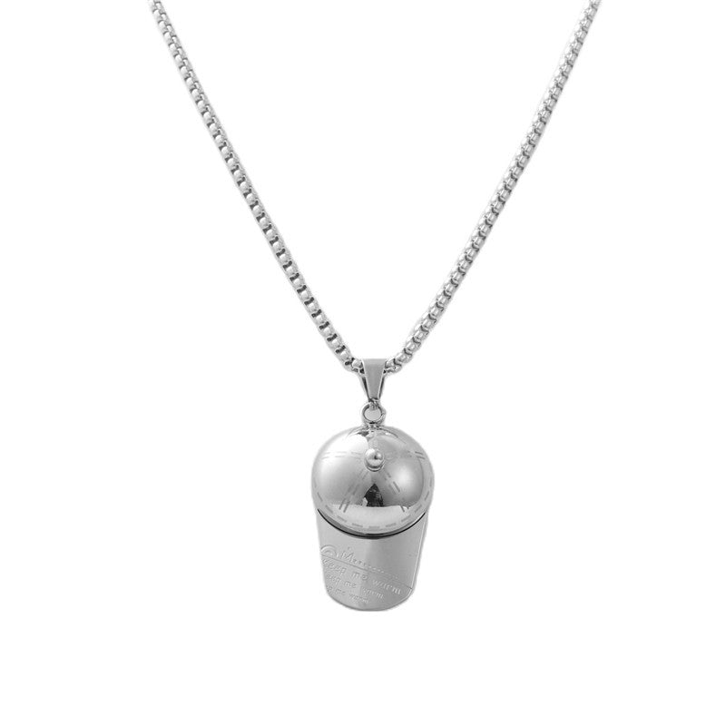 Trendy Men's Retro Hat Pendant Necklace in Titanium Steel