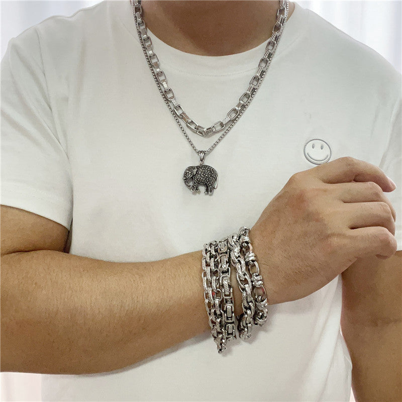 Personalized Titanium Steel Elephant Pendant Necklace for Men - Trendy Retro Design