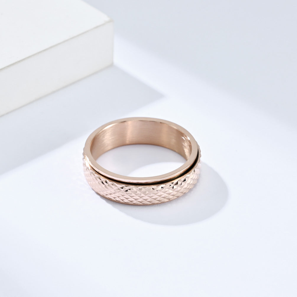 Planderful Rotating Titanium Ring Rhombus Design Unisex Fashion for Hipster Jewelry Lovers