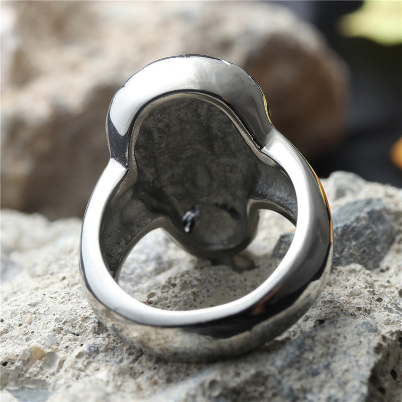Punk Style Multi-Color Titanium Steel Skull Ring for Men - Retro Stainless Steel Jewelry