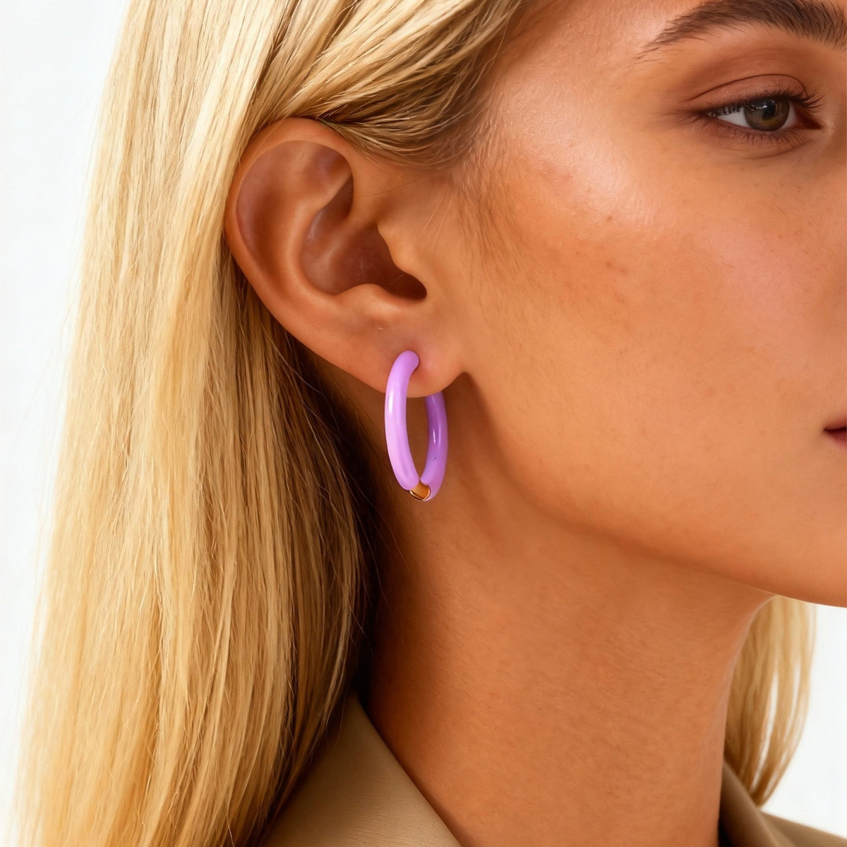 Colorful Enamel Oval Hoop Earrings
