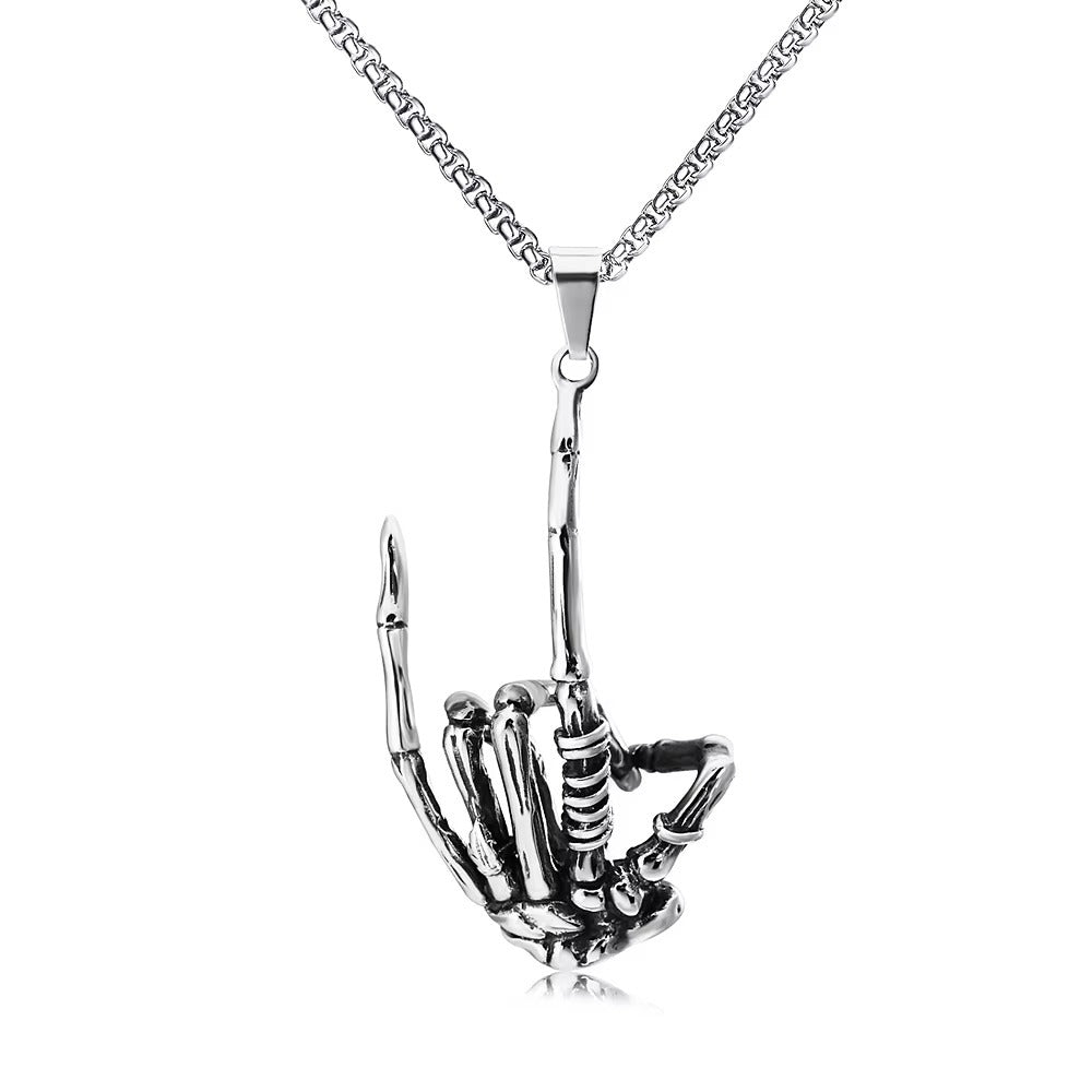 Gothic Skull Stainless Steel Men's Pendant Necklace