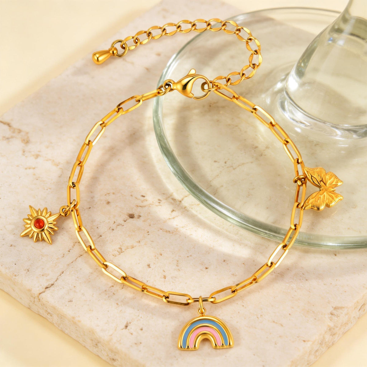 Stainless Steel Sun Rainbow Butterfly Bracelet