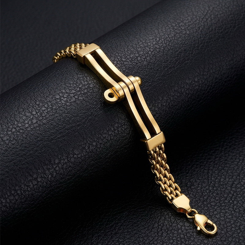 Hip-Hop Cool Locomotive Bracelet – Punk Bike Chain – Curved Mesh Chain Belt Extension