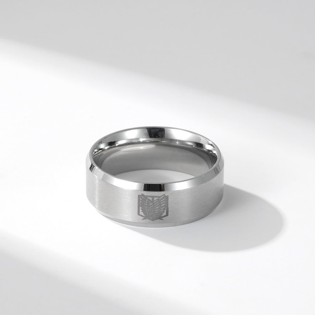Attack on the Giant Freedom Wings Titanium Steel Ring for Men