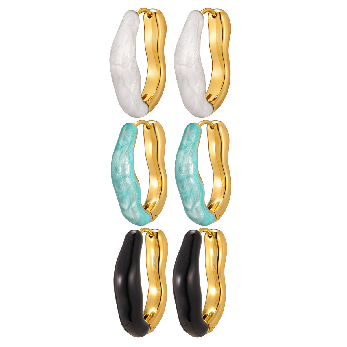 Sculptural Enamel Hoop Earrings — 3 Styles