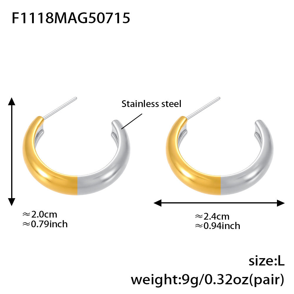 Planderful 18K Gold Plated C Shaped Color Earrings For Women