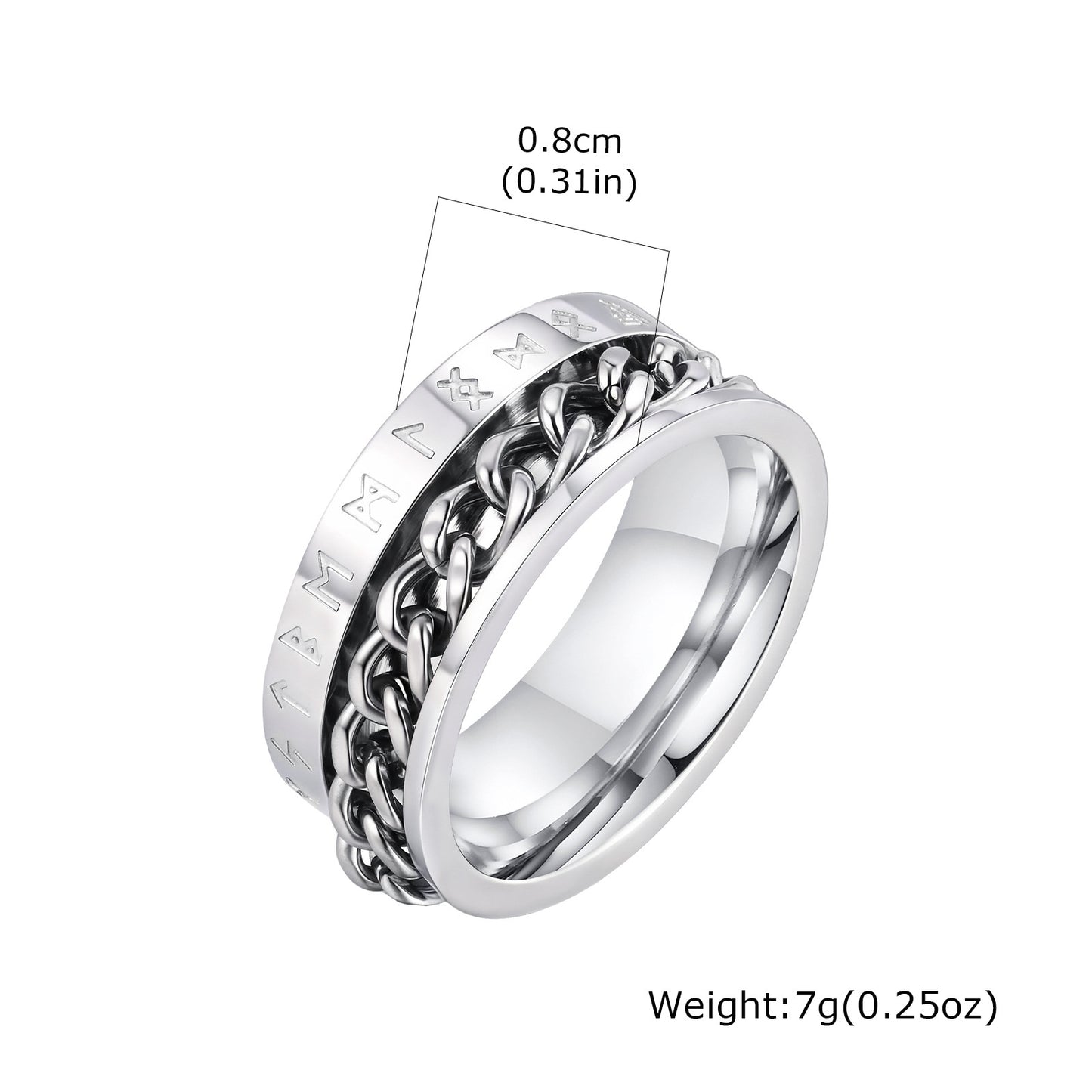 Viking Chain Rotatable Stainless Steel Ring Gold For Men