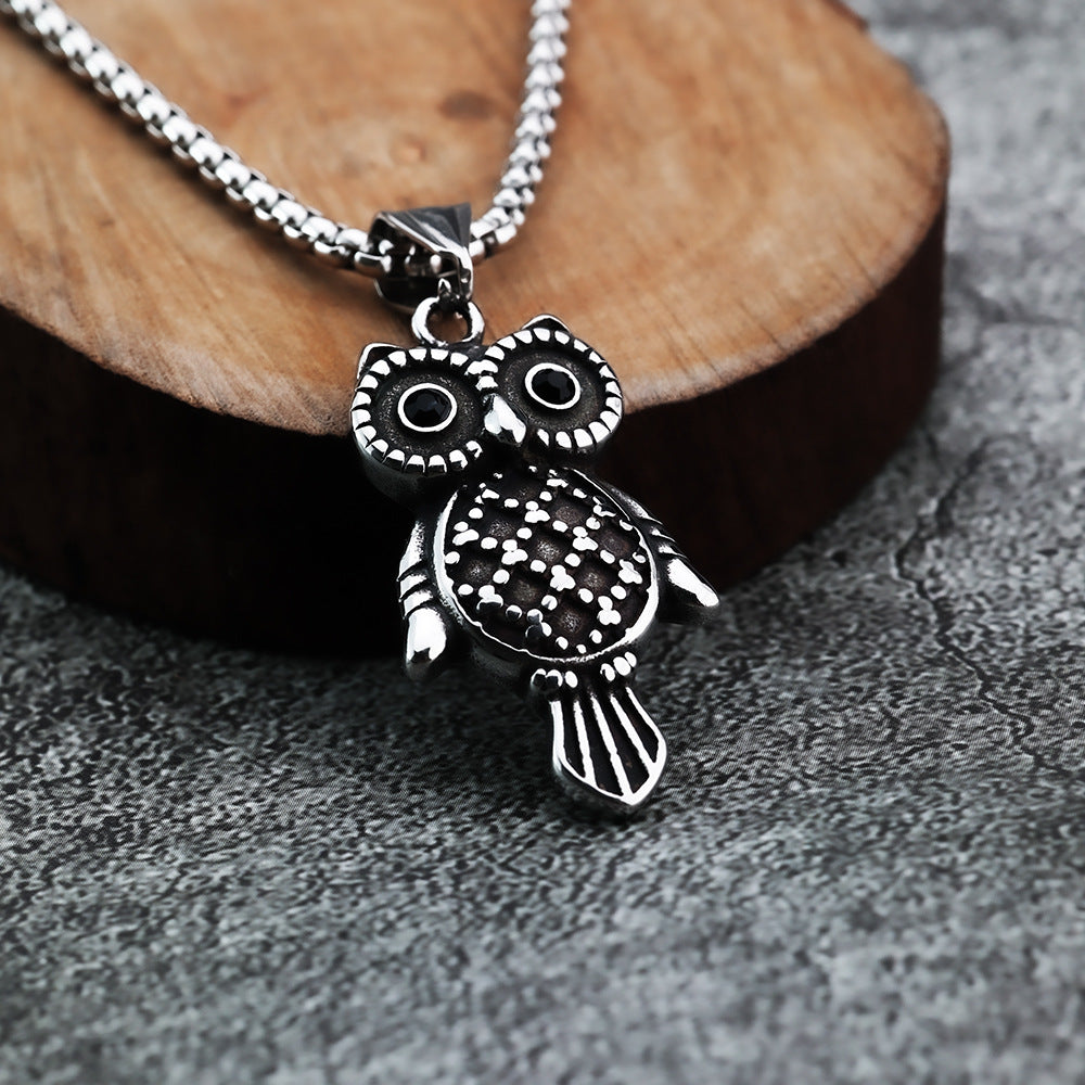 Punk Owl Stainless Steel Men's Pendant Necklace