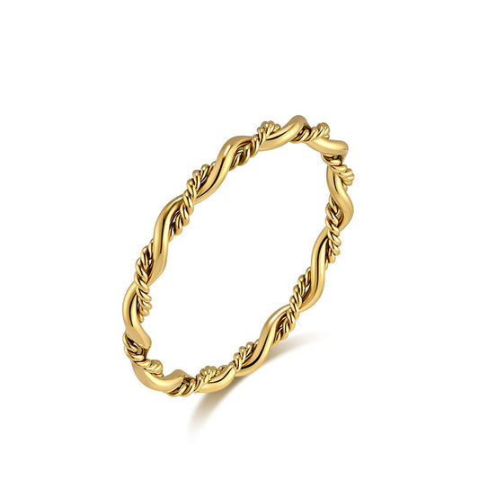 Planderful Titanium Steel Ring for Women Double Strand Woven Twist Tarnish Resistant Jewelry
