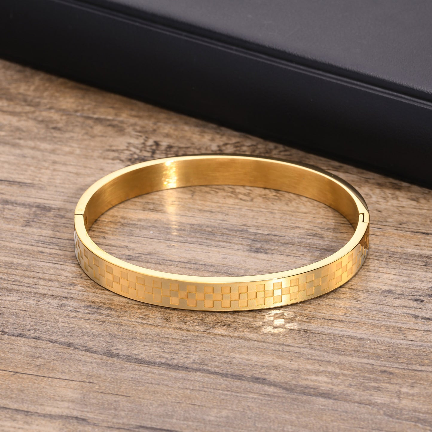 European And American Personality Stainless Steel Checkered Bracelet For Men