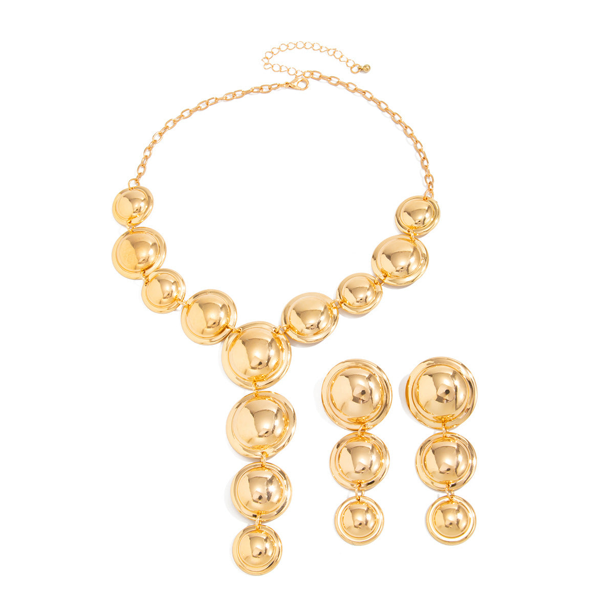 Bubble Metal Y-Necklace & Earrings Set