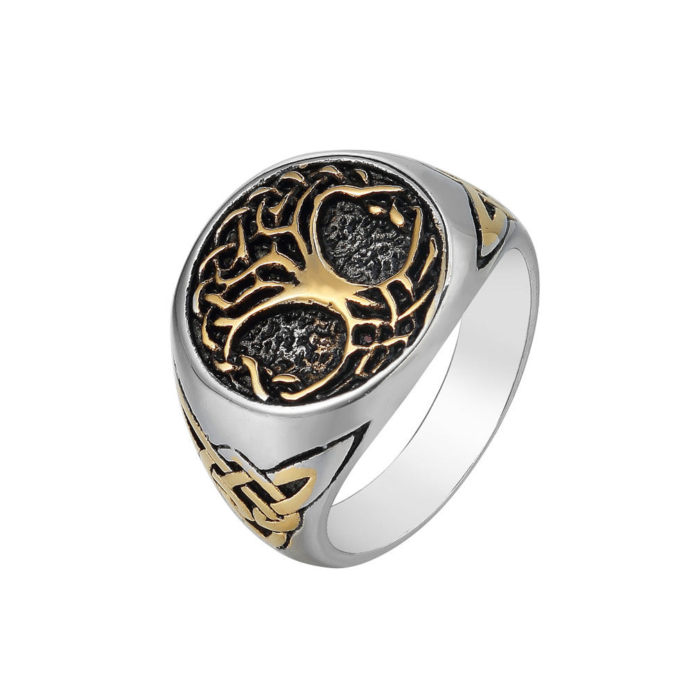Viking Tree Of Life Ring Titanium Steel Unisex Durable Protection Planderful For Men And Women