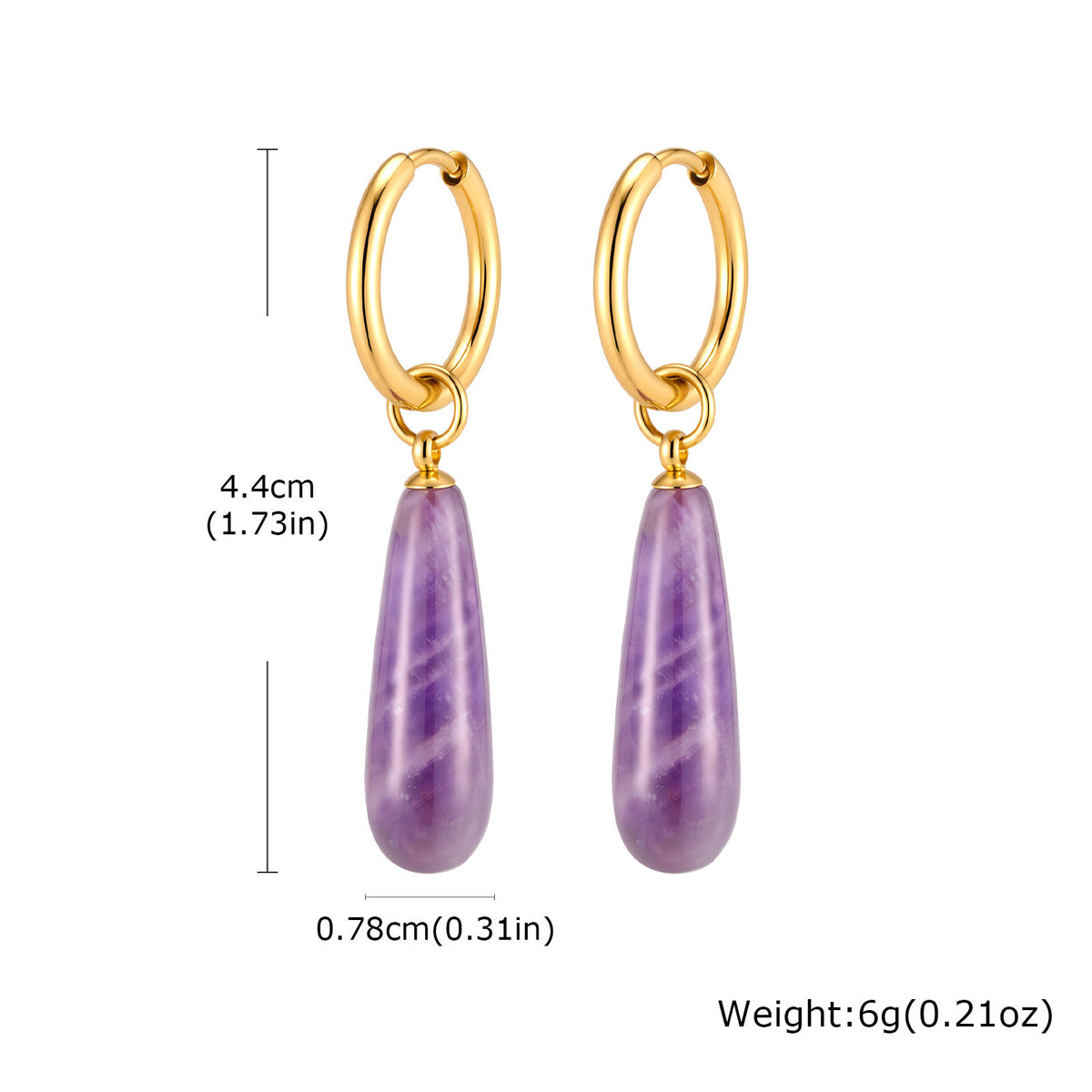 Natural Stone Teardrop Hoop Earrings — 5 Gemstones