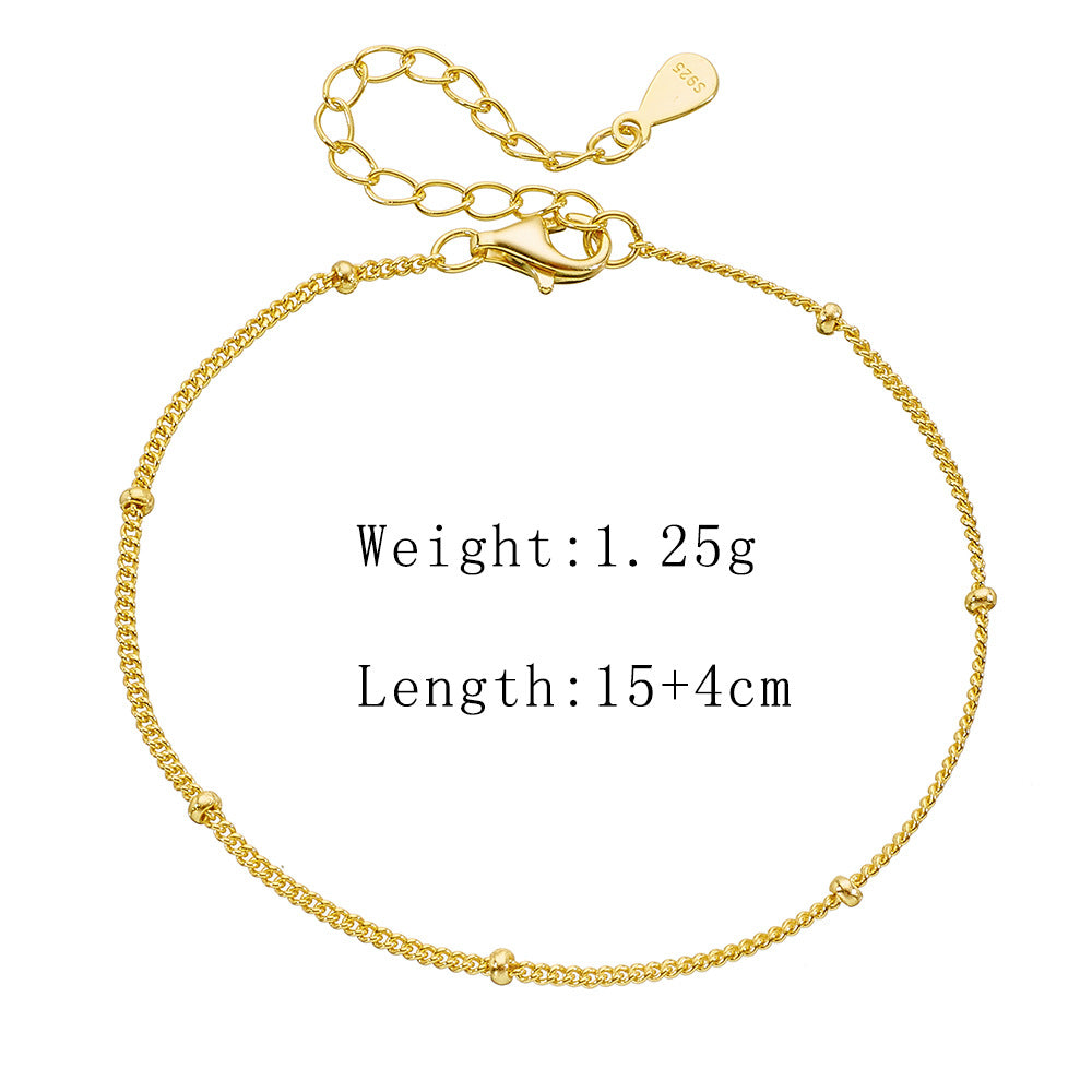 S925 Sterling Silver Doudou Chain Stacked With And Versatile Small Round Bead Bracelet