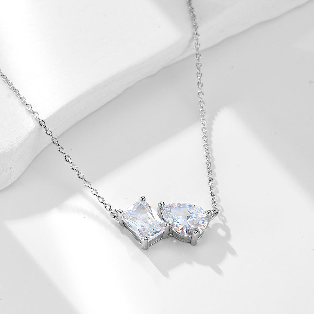 S925 Sterling Silver Pear-Shaped Zircon Pendant Necklace
