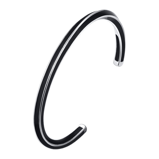Stainless Steel Mobius Steel Black Open Bracelet Men's