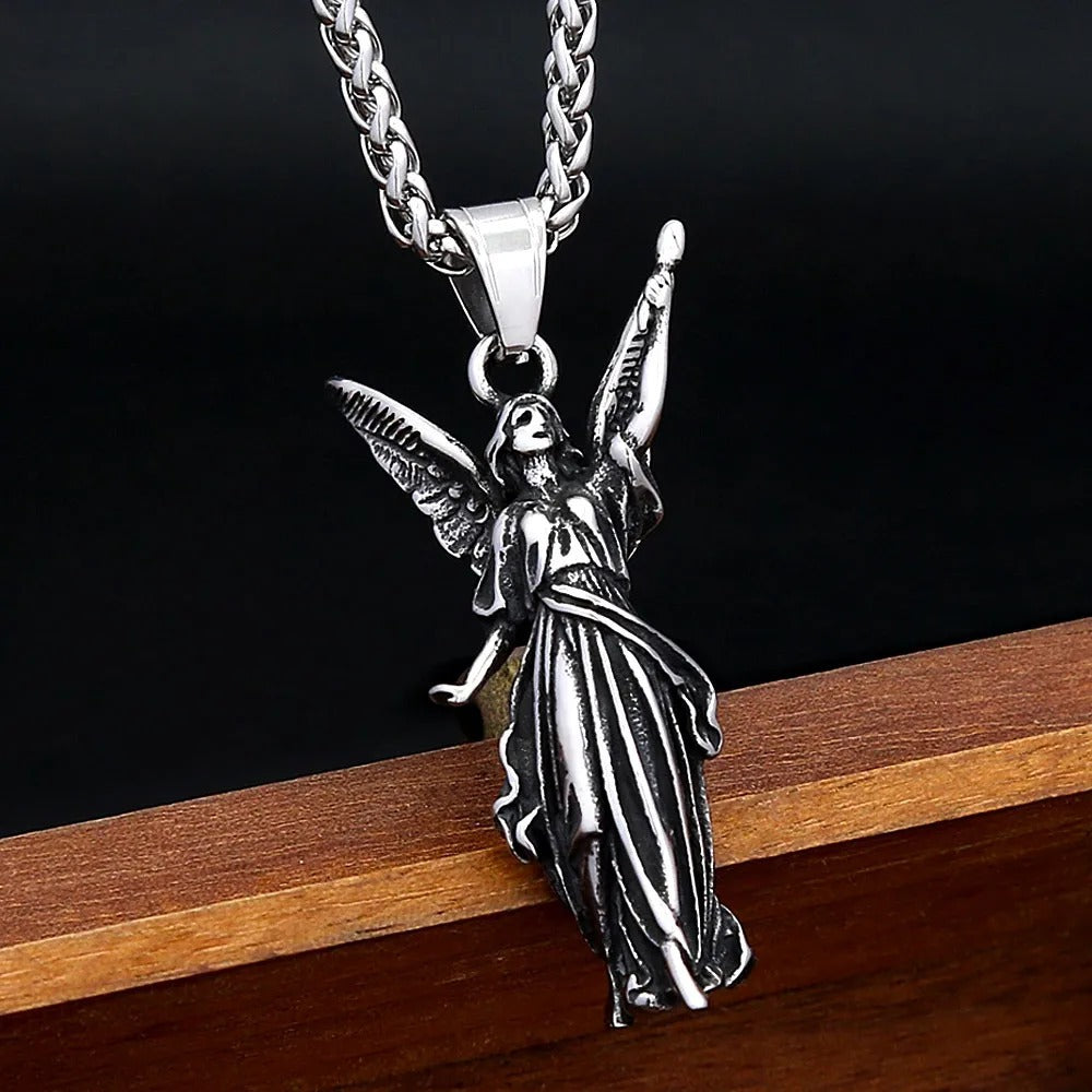 Punk Angel Wing Stainless Steel Pendant Necklace