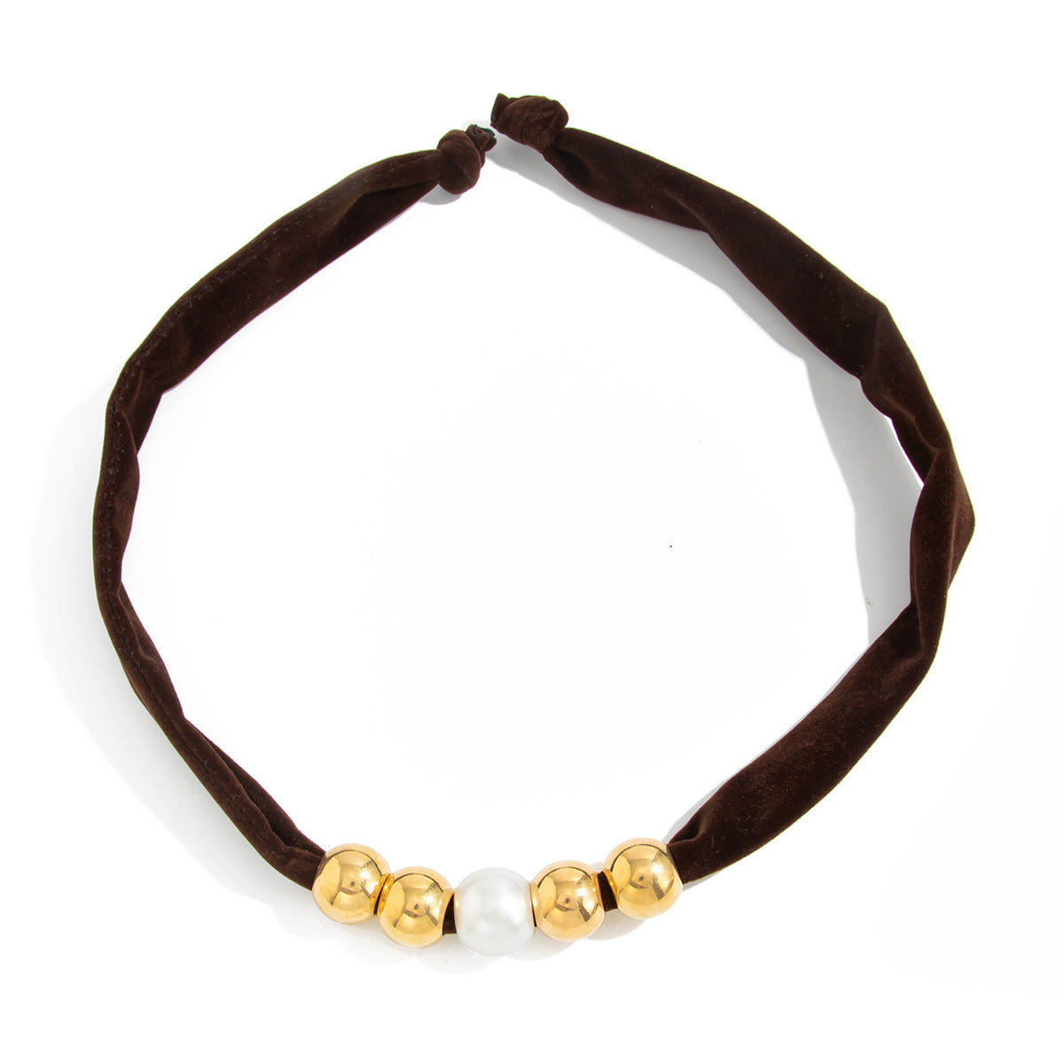 Knotted Fabric Pearl Bead Necklace