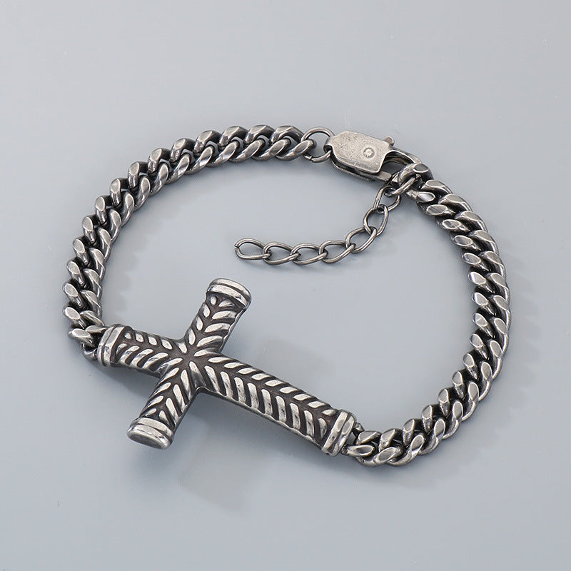 Adjustable – Rock Hip Hop Twist Cross Layered Cuban Chain Titanium Steel Men's Bracelet