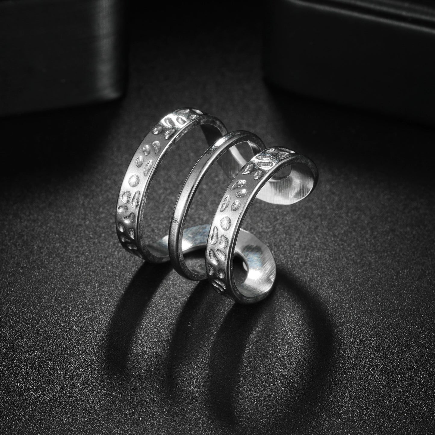Planderful Everyday Genie Stainless Steel Ring Adjustable Opening Irregular Geometric Gold Plated Unisex Hip Hop Style