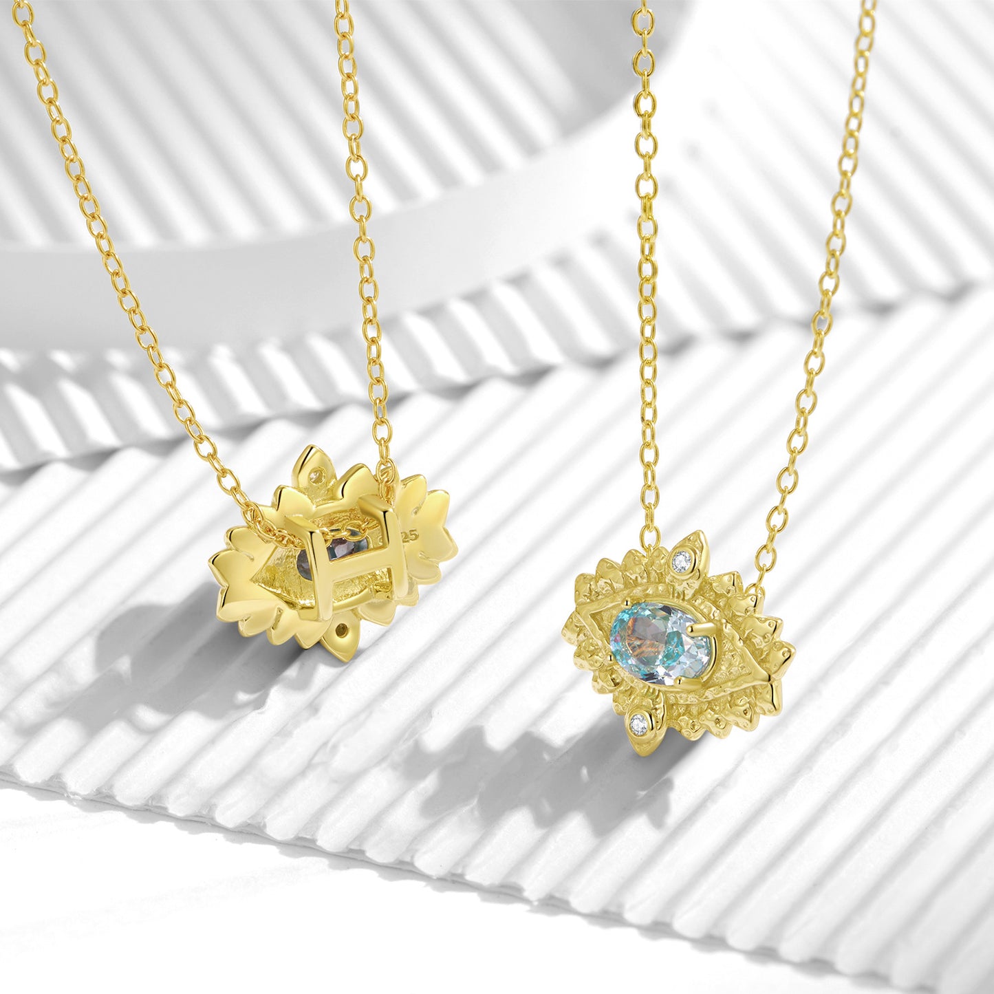 Planderful Creative Eye of Horus Necklace S925 Sterling Silver Plated 14k Gold Inlaid Ice Flower Cut High Carbon Zircon Sweater Chain