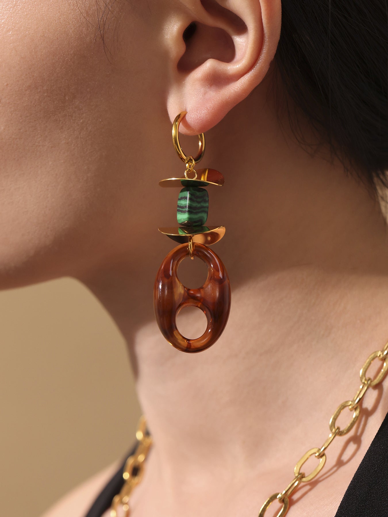 Planderful Merade Oval Resin Pig Nose Stud Earrings Trendy