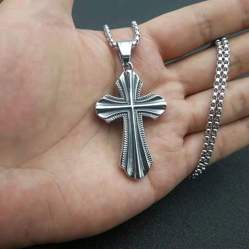 Stainless Steel Necklace – Statement Punk Cross Pendant For Everyday Religious Style