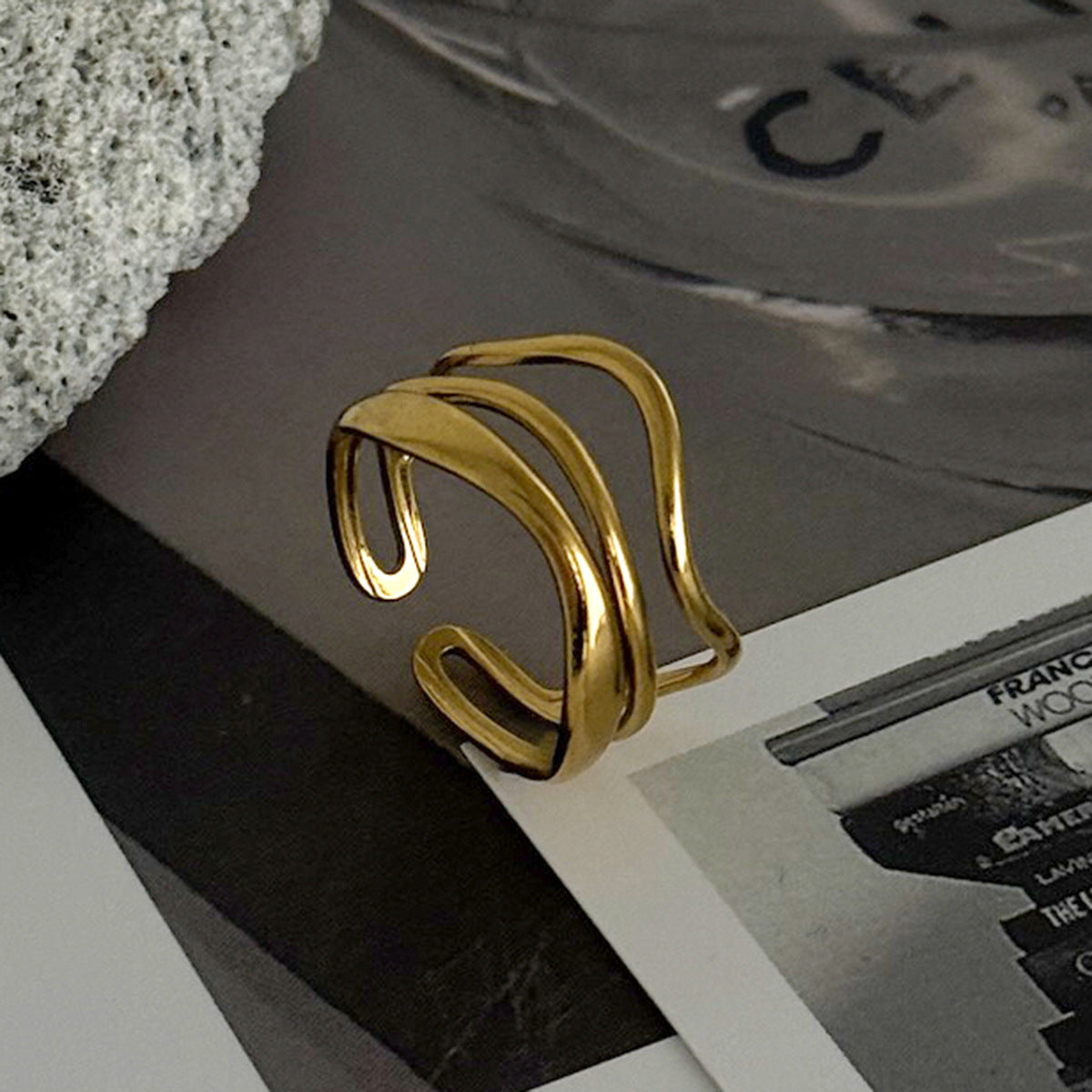 Planderful Stainless Steel Butterfly Ring For Women Vienna Verve Vacation Style Hollow Geometric Opening Jewelry