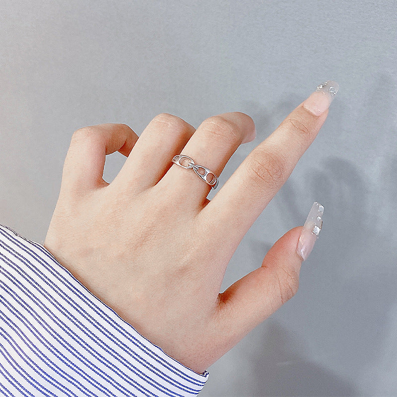 Hollow Design Buckle Opening Sterling Silver Ring