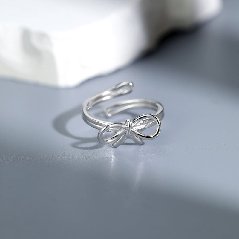 S925 Sterling Silver Bow Ring — Adjustable