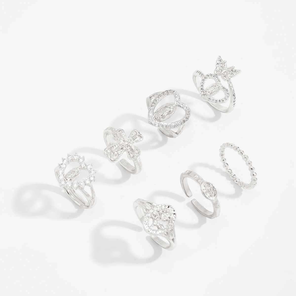Planderful Cross Ring Set For Women Vienna Verve Zircon Inlaid Love Butterfly Jewelry Statement
