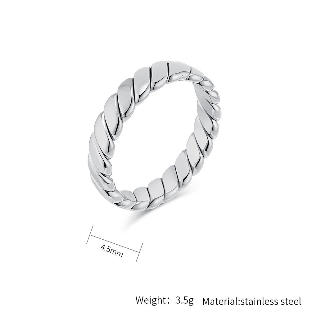 Steel Ring – Minimalist European American Style Geometric Twist Ring For Everyday Wear
