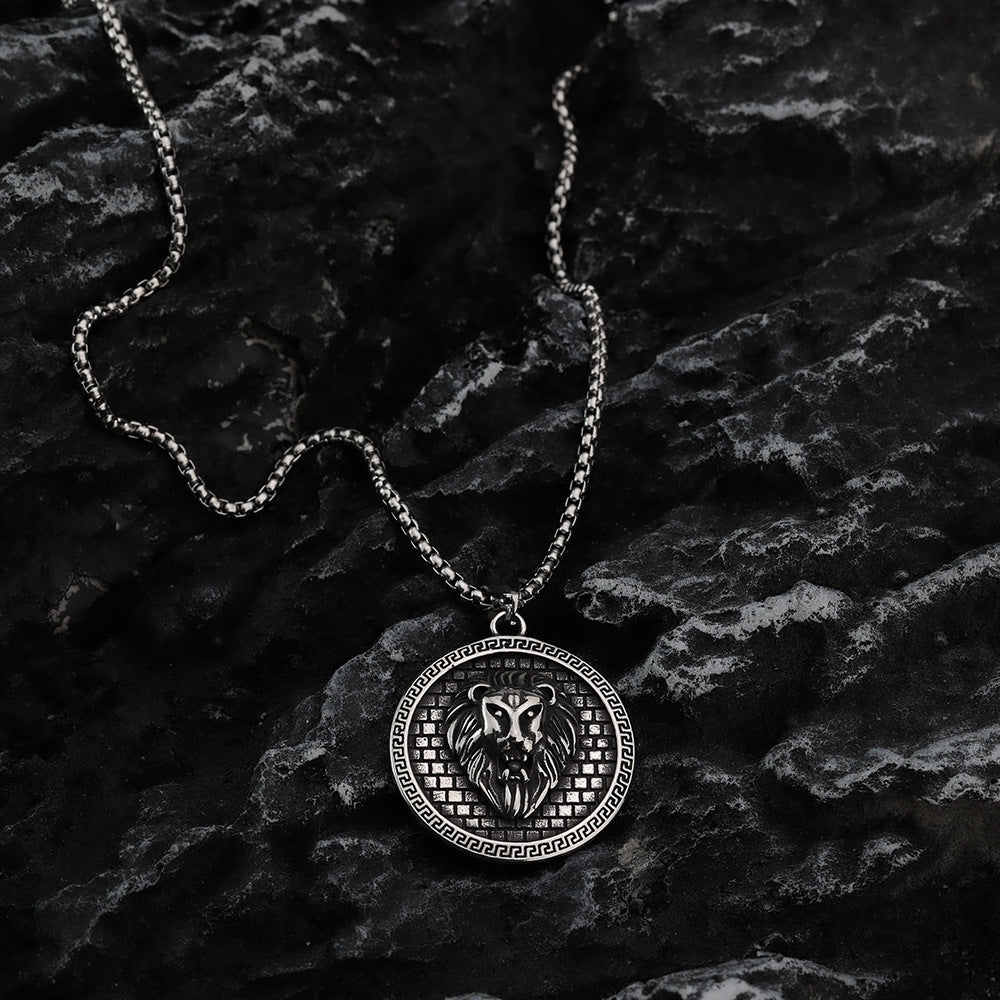European And American Retro Stainless Steel Men's Pendant Personalized Lion Head Necklace