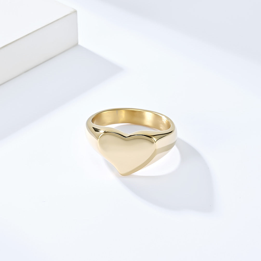 Titanium Steel Heart-Shaped Love Ring for Couples