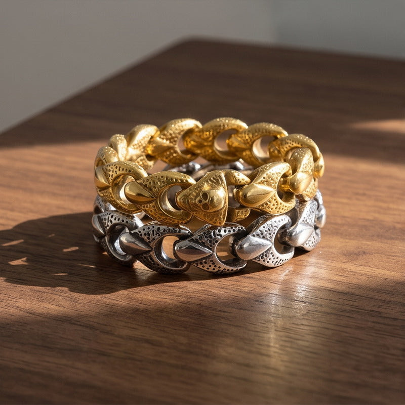 Heavy Industry Skull Buckle Bracelet – Punk Style Smear Keel Chain Stainless Steel