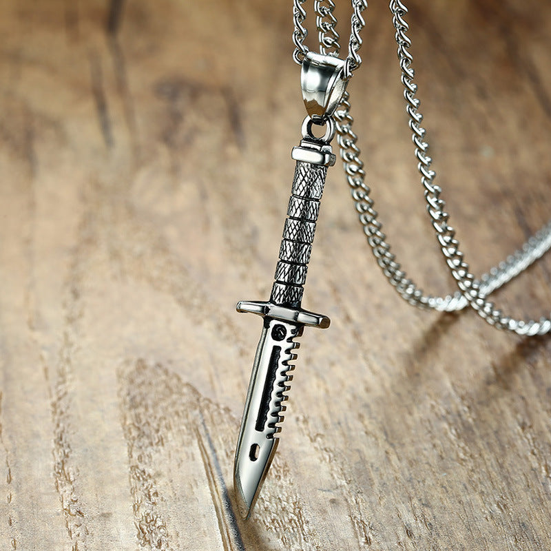 Source Factory Accessories Men's Long Stainless Steel Dagger Knife Pendant European Wholesale
