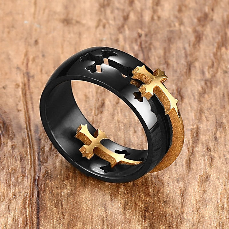 Men Rings Removable Cross Ring Titanium Steel Wholesale