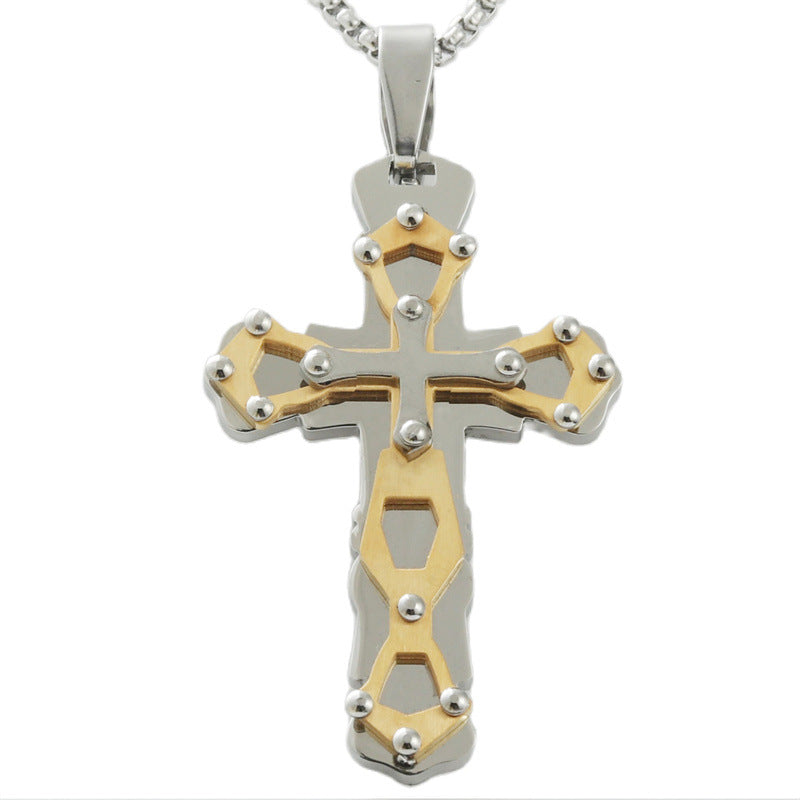 Trendy Men's Personalized Titanium Steel Cross Pendant Necklace