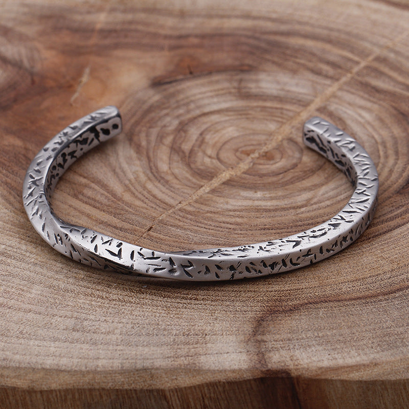 Opening C Pattern Titanium Steel Men's Bracelet