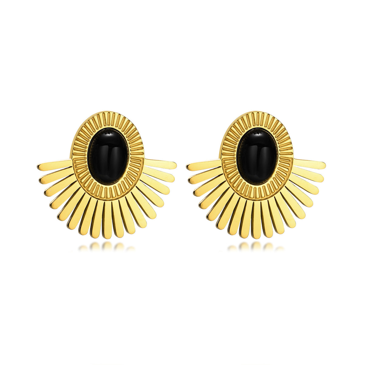 Stainless Steel Black Earrings