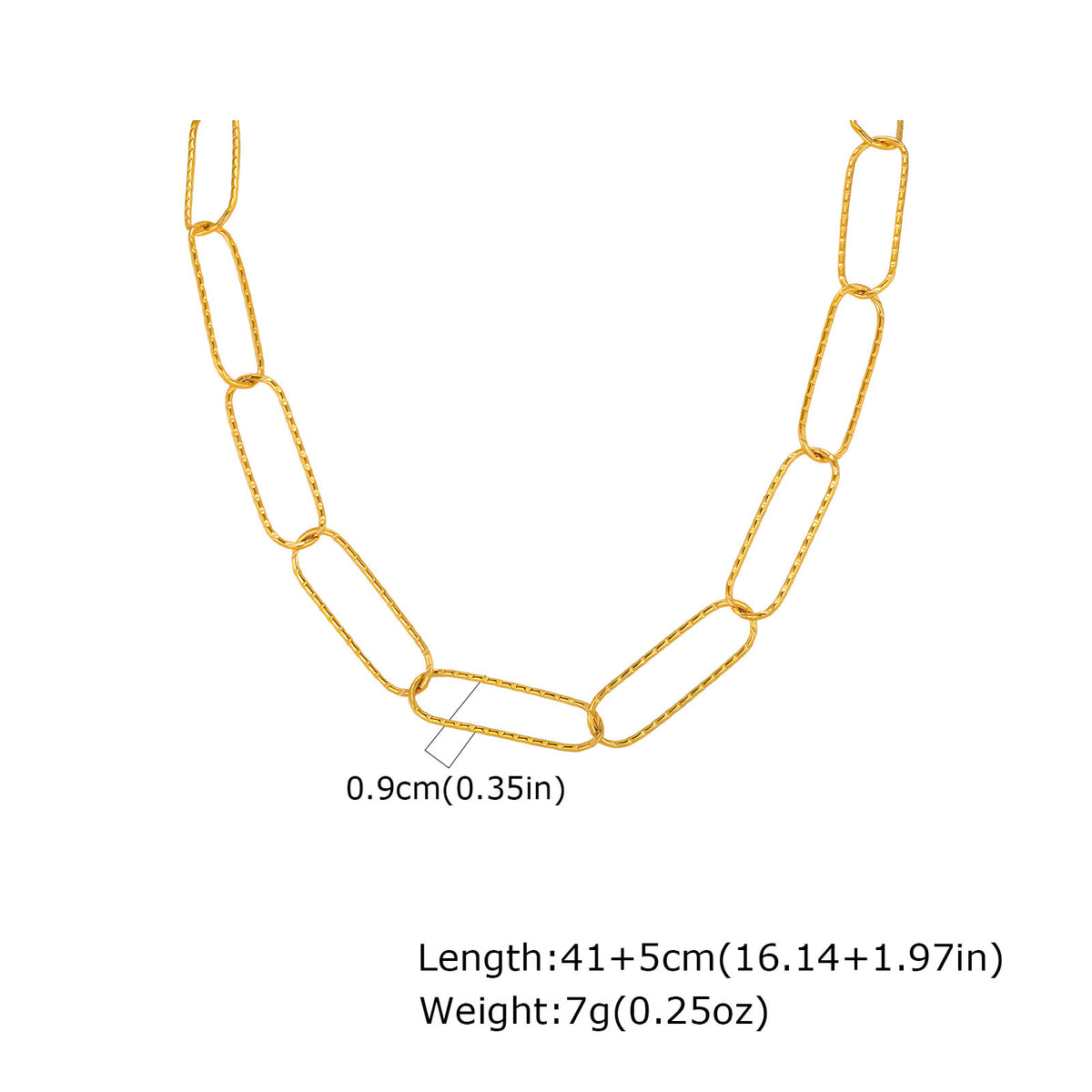 Stainless Steel Embossed Flat Rectangular Chain Necklace Bracelet Gold – A Must