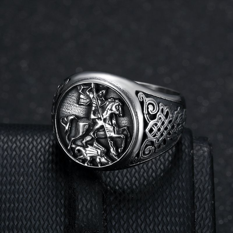 Dragon Slaying Ring by Planderful, Titanium Steel Bold Fantasy Jewelry for Cosplay Fans