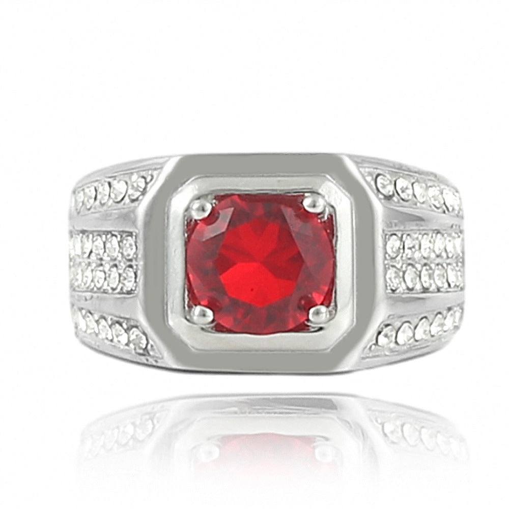 Trendy Multicolor Gemstone Titanium Steel Ring for Men and Women - Personalized Fashion Jewelry