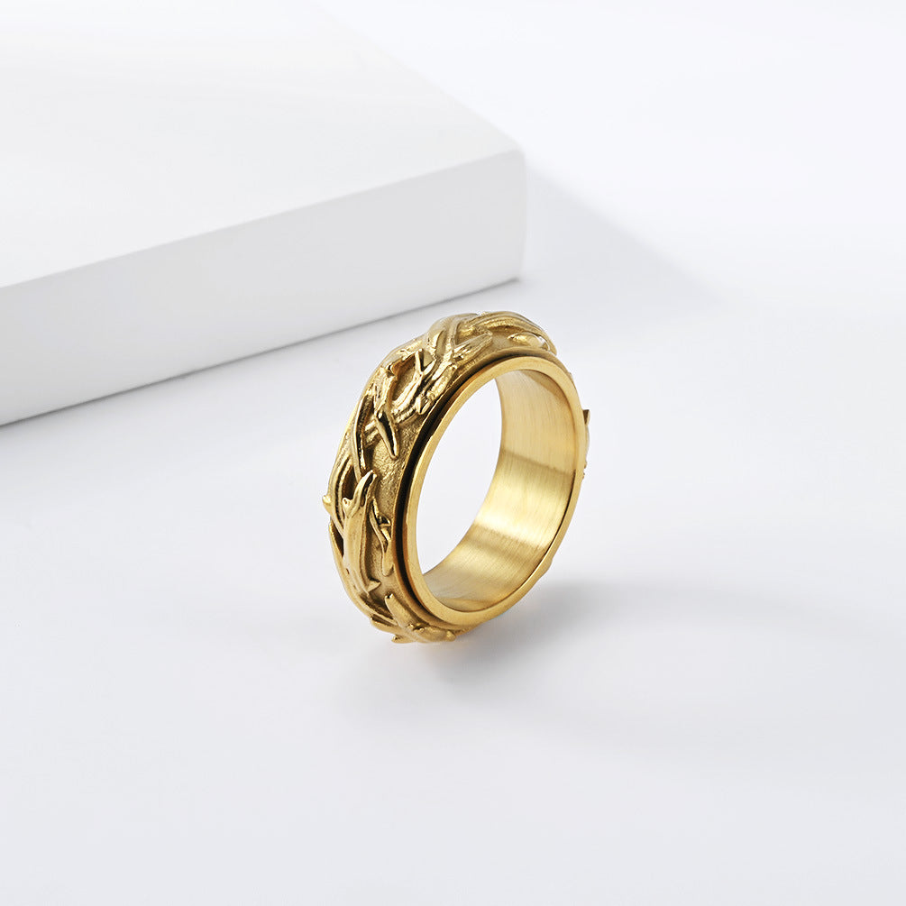 Braided Spinner Vintage Stainless Steel Ring for Men