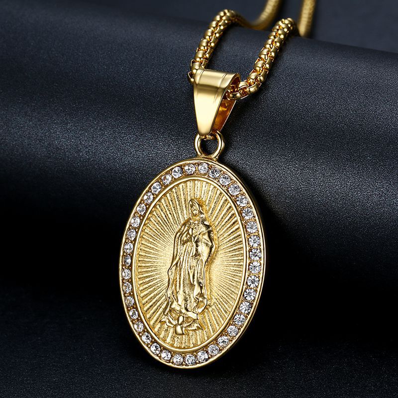 Planderful Titanium Steel Necklace With Gold Plated Zircon Pendant For Urban Hip Hop Fans