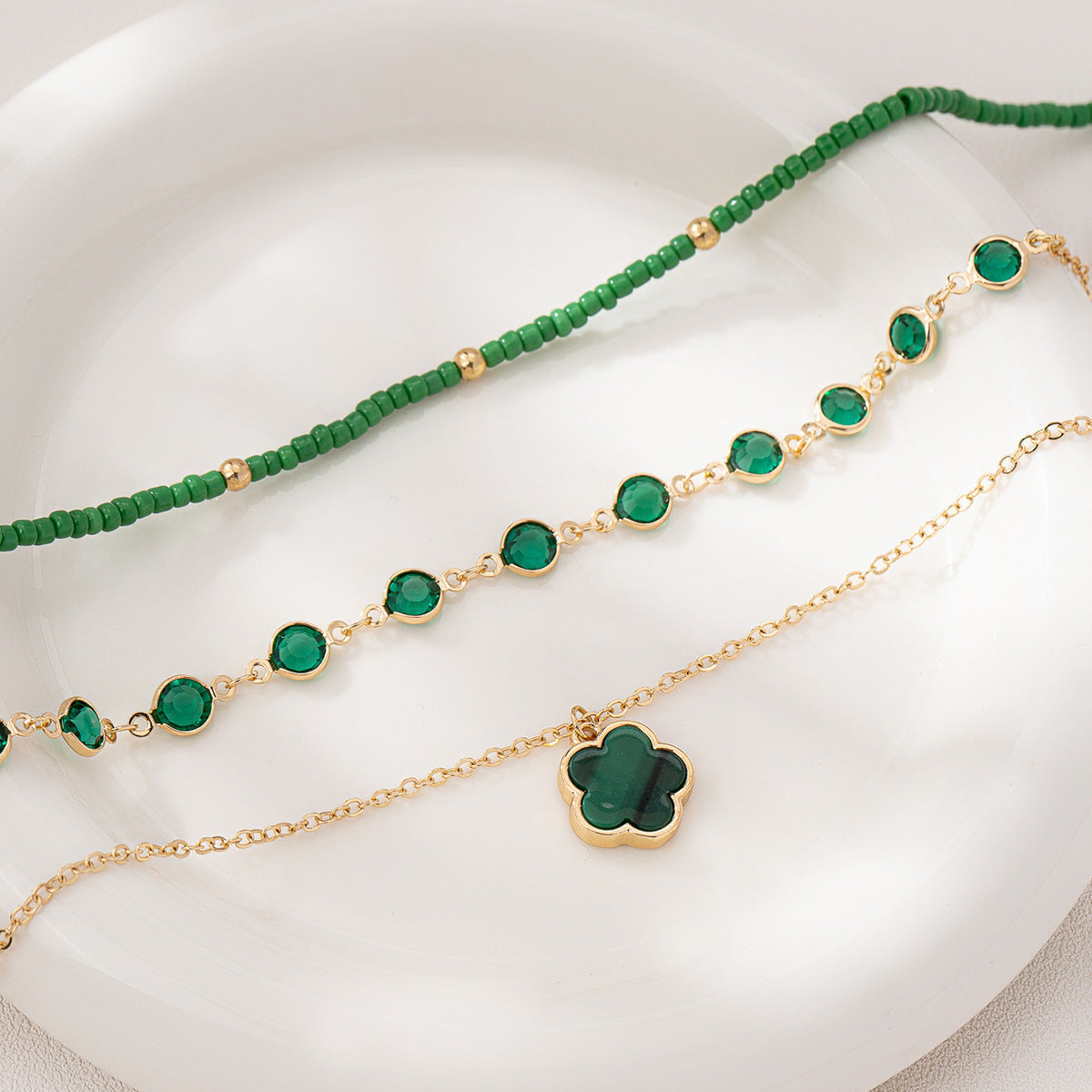 Planderful Vienna Verve Clover Stacked Necklace Set – Versatile Bohemian Style