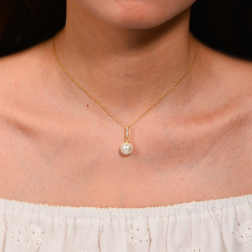 Planderful S925 Sterling Silver Pearl Pendant Necklace With Zircon Light Luxury For Women Fashion Jewelry