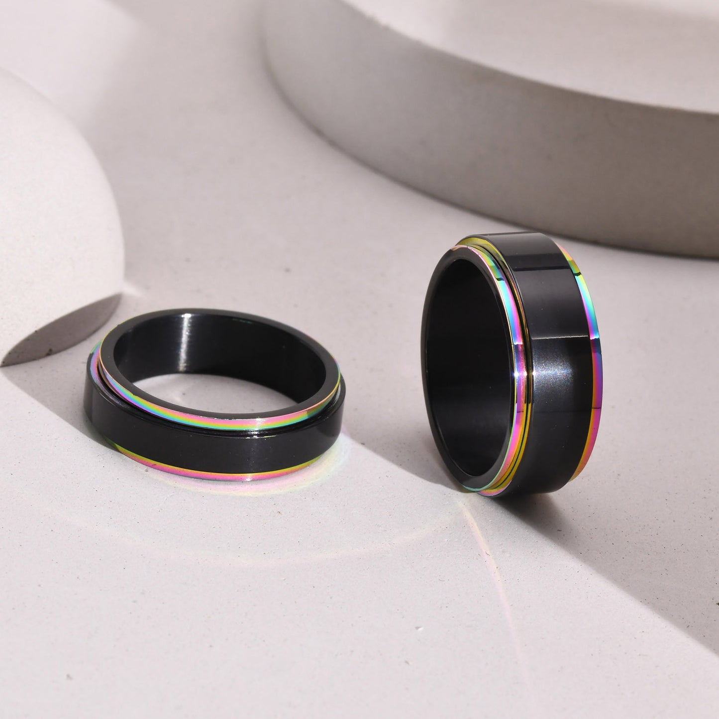 Foreign Trade Jewelry Stainless Steel Black Rotatable Ring