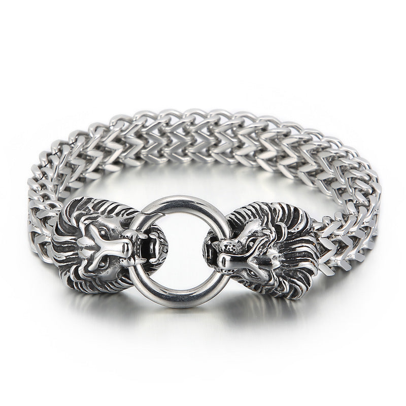 Punk Lion Head Men's Bracelet - Electroplated Titanium Steel Fashion Jewelry